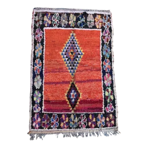 1990s Moroccan Boucherouite Rug - 4'7" X 6'9" Ft