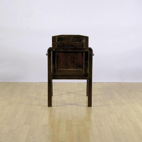 1930s Art Deco Lounge Chair with Black Wood Frame and Padded Seat and Back, 1930s For Sale - Image 5 of 9