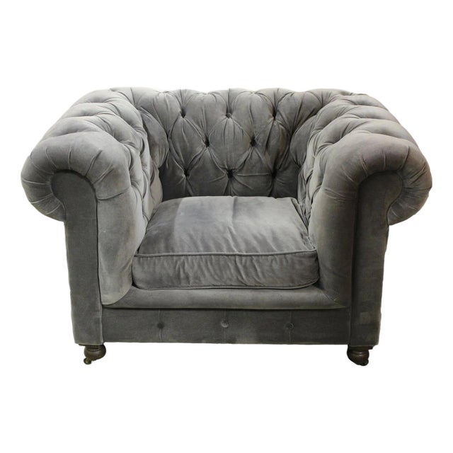 Late 20th Century Restoration Hardware Chesterfield Chair For Sale