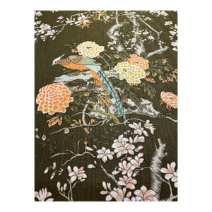 22 Yards of Linen Fabric with Pheasants & Floral Trees