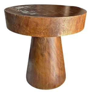 Sculptural Round Side Table Suar Wood