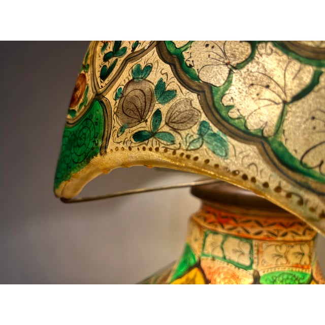 Antique Hand-Painted Vellum Bedroom Table Lamp, South Asia, 1930 For Sale - Image 9 of 17