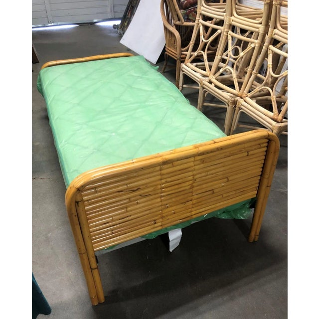Pair of Mid-Century Restored 1948 Stacked Rattan Bed Twin - Bed Frames Only For Sale - Image 4 of 6