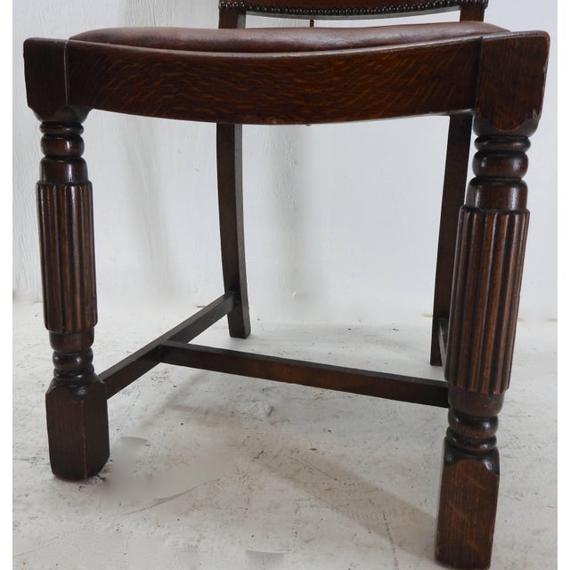 Rustic Early 19th Century English Oak Chairs With Leather Seats For Sale - Image 3 of 11