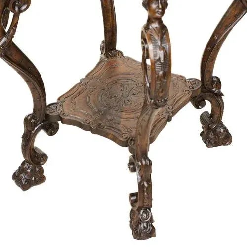 Wood Carved Wooden Table in Neo-Rococo Style, 1890s For Sale - Image 7 of 8