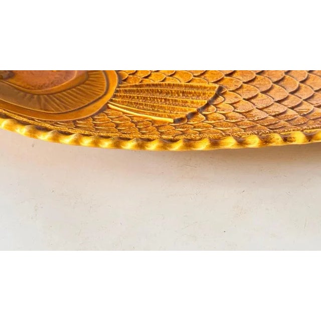 Mid-Century French Yellow and Brown Glazed Ceramic Decorative Dish, 1970s For Sale - Image 6 of 12