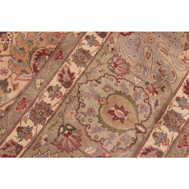 1990s Boho Chic 1990's Floral Tabriz Pak-Persian Beige/Green Wool Rug - 8'1'' X 10'2'' For Sale - Image 5 of 9