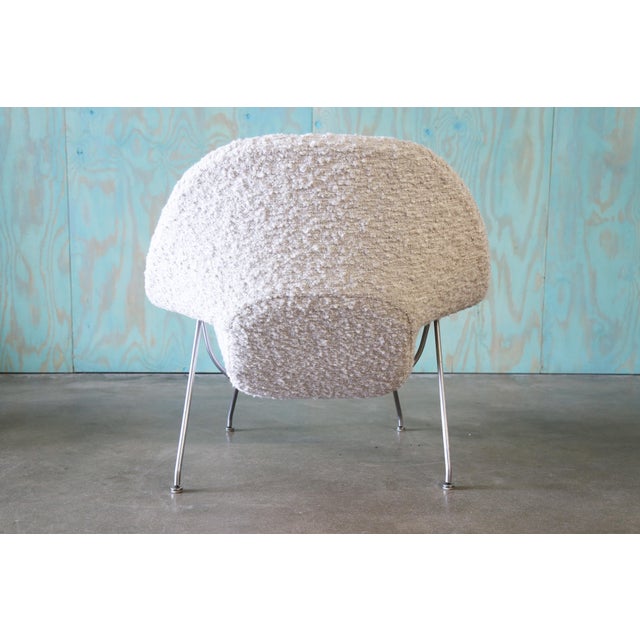 Textile 1960s White Attributed Knoll Womb Chair and Ottoman Holly Hunt Eero Saarinen Mid Century Modern For Sale - Image 7 of 13