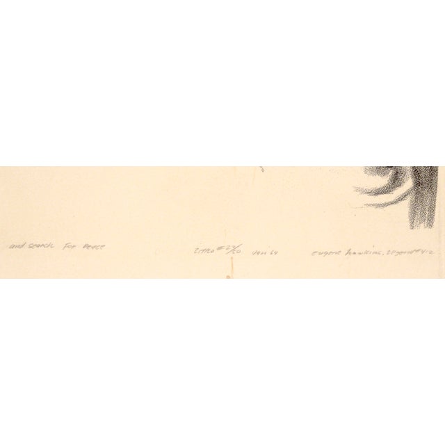 "And Search for Peace" - Rare Signed Figurative Lithograph in Ink on Paper by Eugene Hawkins For Sale In Monterey, CA - Image 6 of 6
