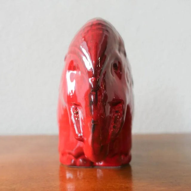 Vintage Red Glaze Ceramic Elephant in the style of Bitossi, 1970s For Sale - Image 9 of 12