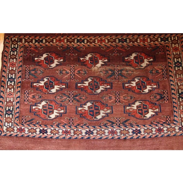 Handmade antique collectible Turkmen Yomud rug in original condition with some signs of age. ​ -condition: original, some...