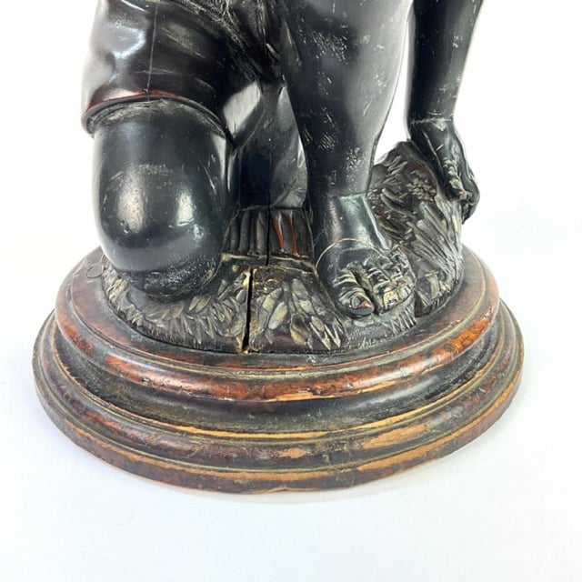 Pair of Mid-Century Modern Wood Carved Venetian Blackamoor Pedestal/Stands For Sale - Image 6 of 17