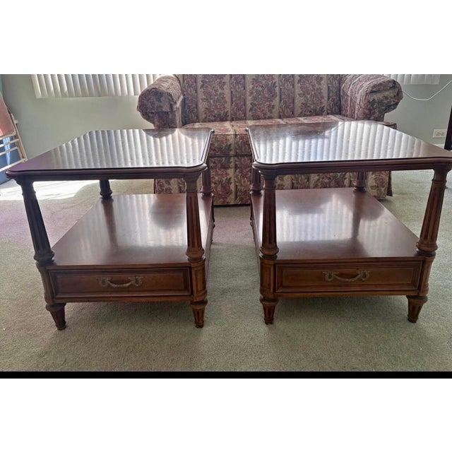 Henredon Vintage Henredon End Tables With Drawers For Sale - Image 4 of 5