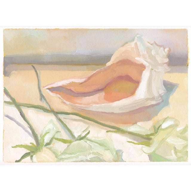 Alabaster Shell and Flowers Still Life Painting by Michelle Farro For Sale - Image 8 of 8
