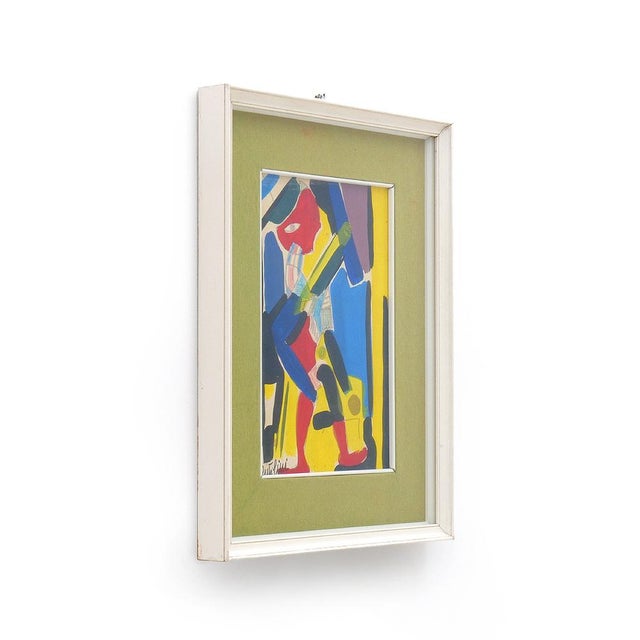 Painting executed in the 70s by Aldo Gentilini. Mixed media on masonite, framed with green passe-partout. Sign at the...