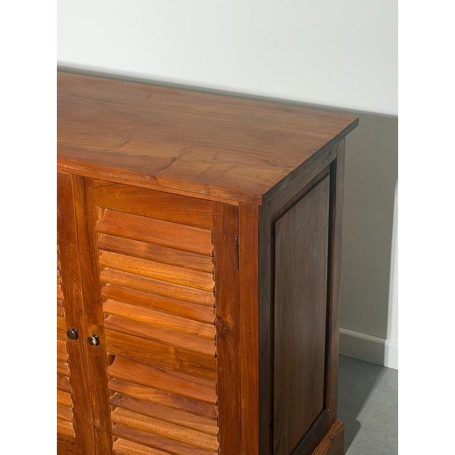 Teak Sideboard with Louvered Doors For Sale - Image 6 of 13