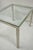 Mid Century Modern Brushed Metal Glass Top Milo Baughman Style Side Table For Sale - Image 4 of 11