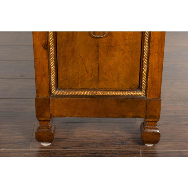 1800s Italian Walnut Bedside Cabinets with Giltwood Twisted Rope Motif, Pair For Sale - Image 4 of 12