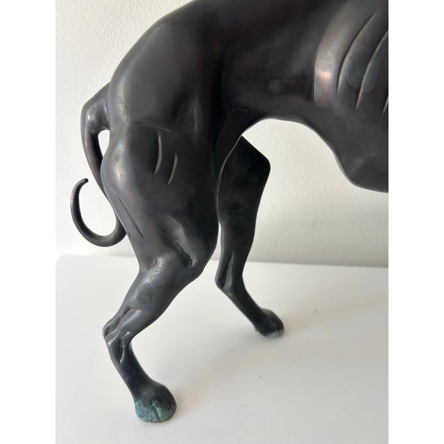 Mid 20th Century Vintage Pharoah Hound Deco Style Brass Statue For Sale - Image 9 of 10