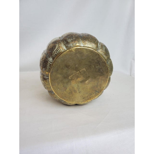 Antique Engraved Brass Bowl For Sale In Chicago - Image 6 of 6