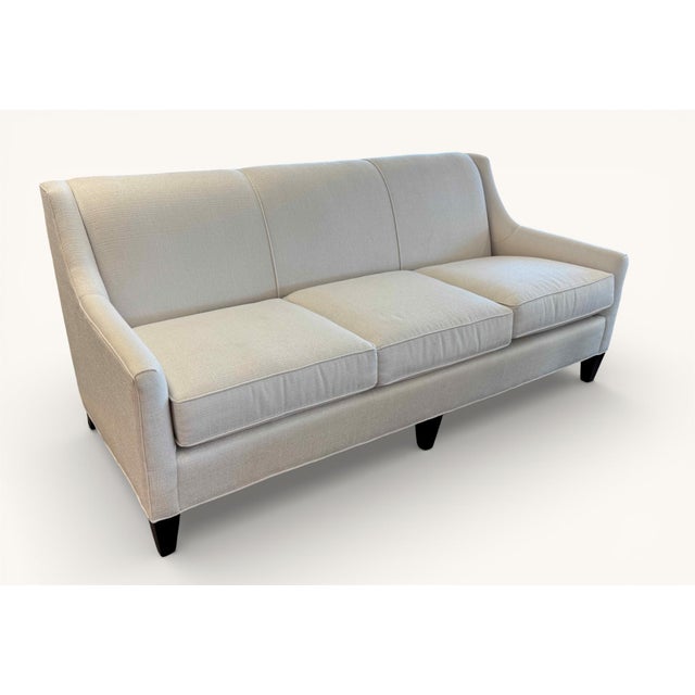 Coastal Contemporary CR Laine Ivory and Blue 3-Seat Sofa For Sale - Image 4 of 15