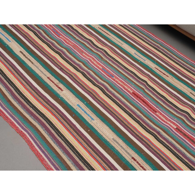 1970s Vintage Handmade Wool Cotton Multicolor Kilim Rug For Sale In San Francisco - Image 6 of 11