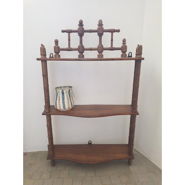 Hollywood Regency Vintage Bamboo Wall Shelf Faux Bamboo Étagère Hollywood Regency Wall Display Shelf Chinoiserie Cottage Bookcase Decor For Sale - Image 3 of 11