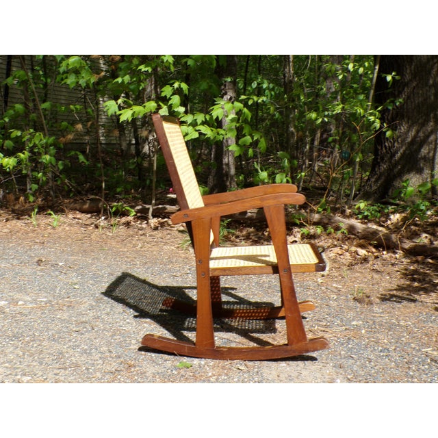 Mid 20th Century Vintage Mid Century Child Size Small Cane Rocking Chair Rocker For Sale - Image 5 of 14