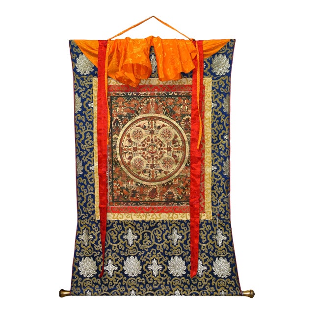 Hand-Painted Tibetan Thangka Celebration Textile For Sale