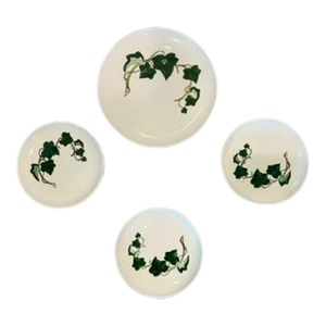 1950s California Ivy Ceramic Plates in Green/Cream by Poppytrail - Set of 4