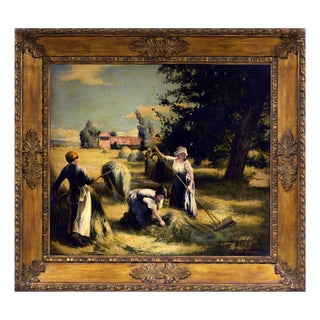 Emilio Pergola, Countryside Scene with Figures, 1990s, Oil on Canvas, Framed For Sale