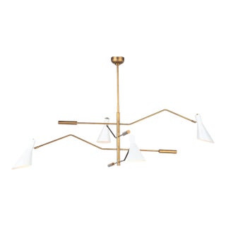 Regina Andrew Spyder Steel Chandelier, White & Natural Brass For Sale