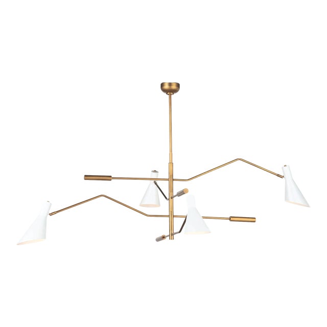 Regina Andrew Spyder Steel Chandelier, White & Natural Brass For Sale