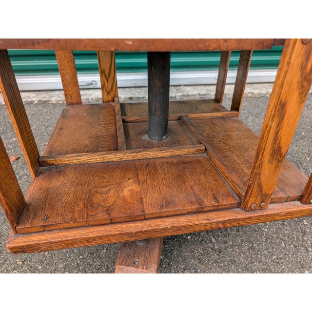 Antique John Danner Oak Five-Tier Revolving Bookcase, Canton Ohio For Sale - Image 10 of 18