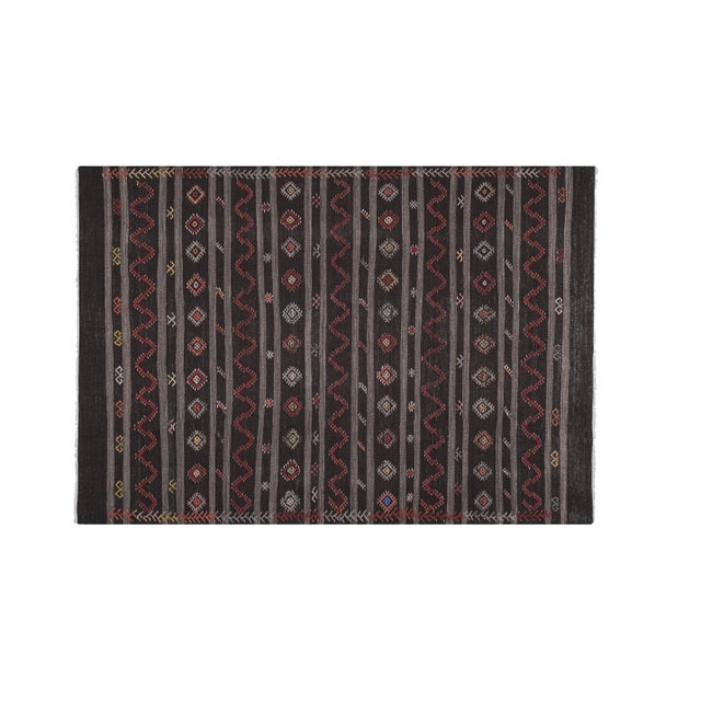 Vintage Goat Hair Turkish Flat Weave Kilim 7'5'' X 10'8'' 89.4'' x 127.6'' / 227 x 324 cm Hand woven with high quality...