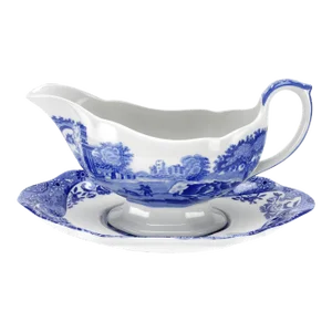 Spode Blue Italian Sauce Boat & Stand