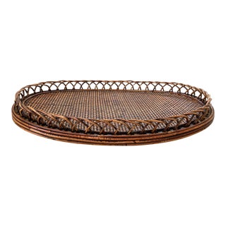 Split Reed Bamboo Gallery Tray For Sale