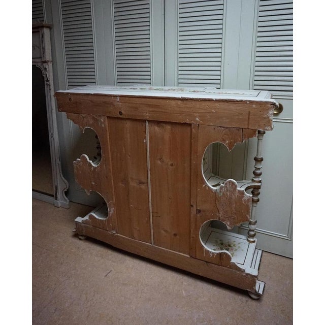 French Hand-Painted Console Table with Mirror and Floral Painting, 1900s For Sale - Image 11 of 18