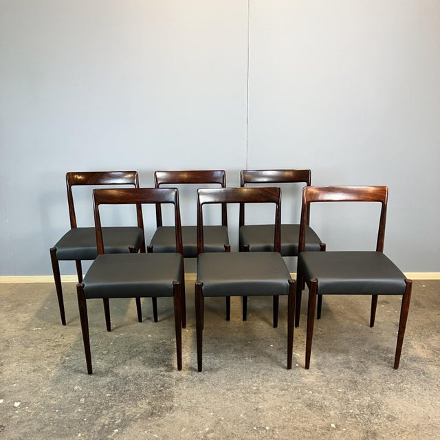 Chairs in Rosewood and Black Imitation Leather from Lübke, 1960s, Set of 6 For Sale - Image 14 of 14