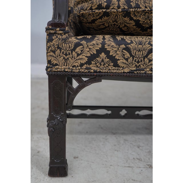 Brown Antique Chippendale Camelback Sofa W. New Upholstery For Sale - Image 8 of 12