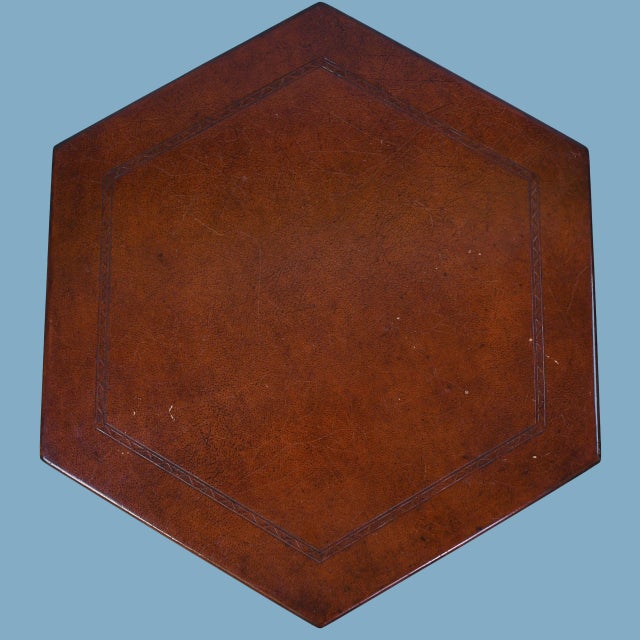 Modern Pair of Hexagonal Leather Side Tables For Sale - Image 3 of 4