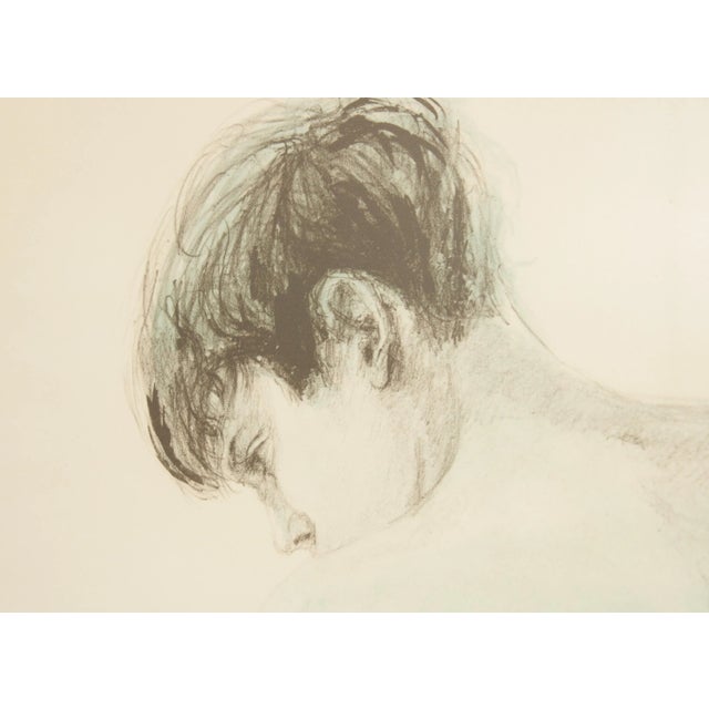 Glass Vintage Signed Joan Purcell Young Boy Lithograph Print For Sale - Image 7 of 13