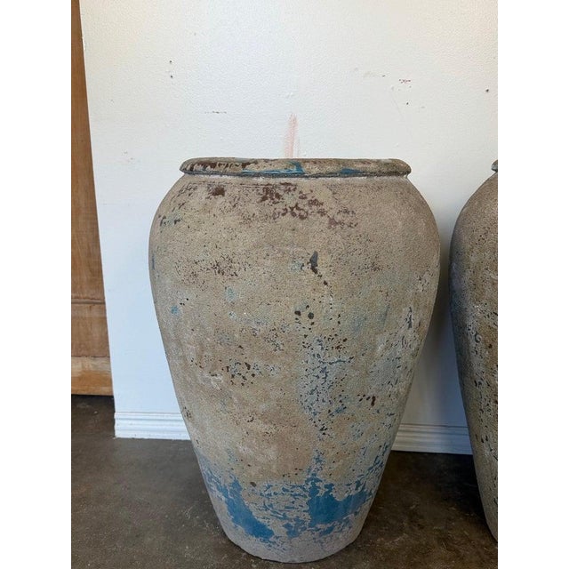 Mid 20th Century Pair of Monumental Antique Water Jars - Large With Original Turquoise Glaze For Sale - Image 5 of 15