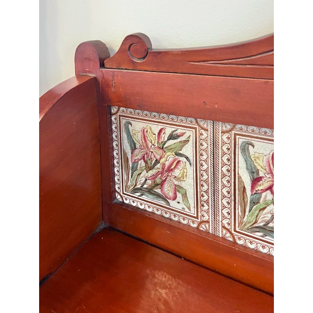 Red Antique English Pine Washstand With Tile Back For Sale - Image 8 of 11