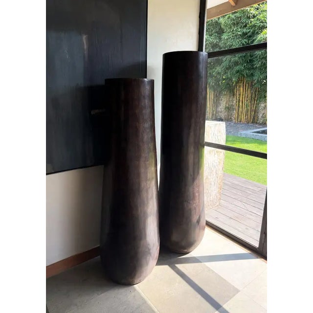 Elevate your space with this stunning very large palm wood planter, handcrafted to showcase the natural elegance and rich...