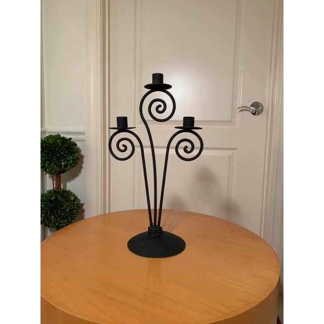 Wrought Iron Three Candle Candelabra Chairish