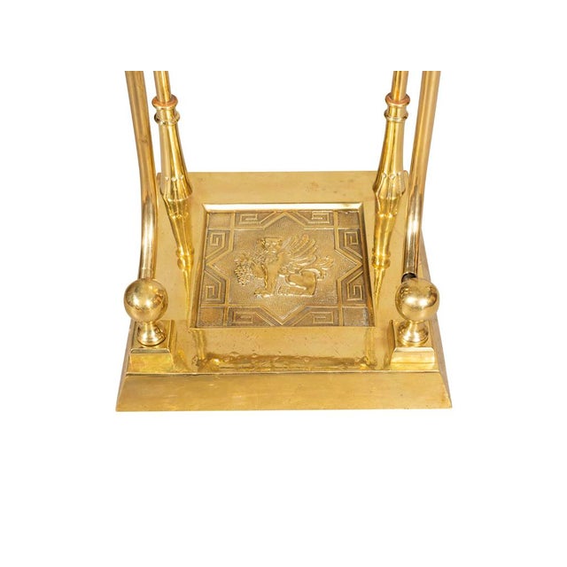 Victorian Aesthetic Movement Brass Firetool Stand With Tools For Sale In Boston - Image 6 of 12