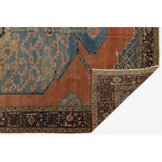 Transitional Antique Serapi Heriz Wool Rug With Medallion & Terracotta Field For Sale - Image 3 of 12