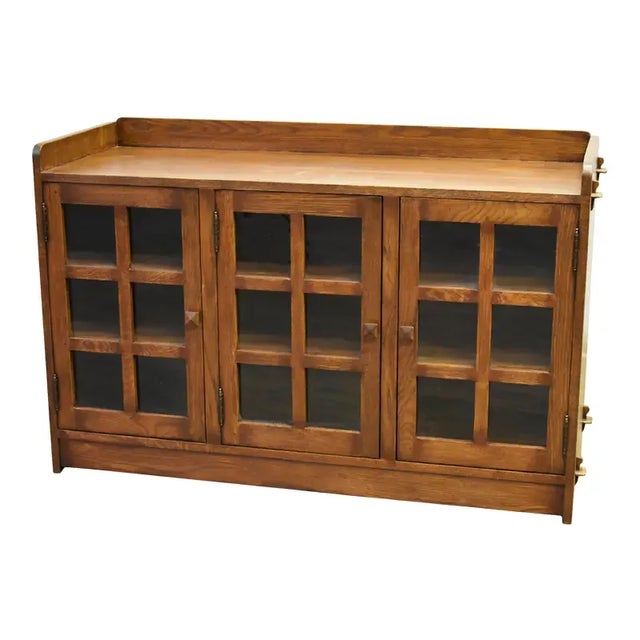 Crafters and Weavers Mission Oak 3 Door Console in Walnut For Sale In Chicago - Image 6 of 6