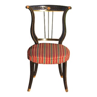 Early-Mid-20th Century Neoclassical Lyre Back Accent Chair, Reupholstered For Sale